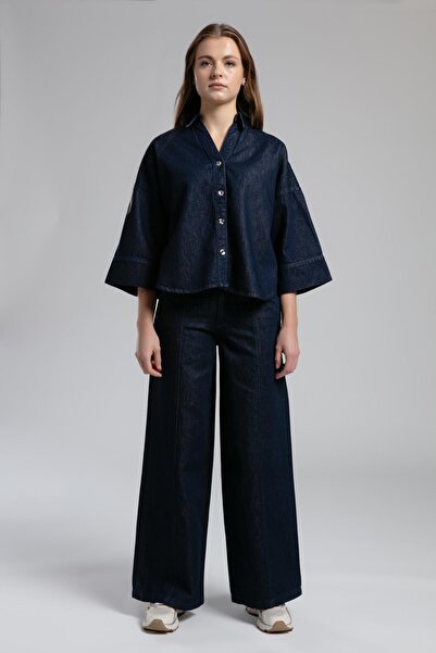 Lee Cooper Krissy High Waist Wide Leg Cut Wide Leg Blue Women's Jeans