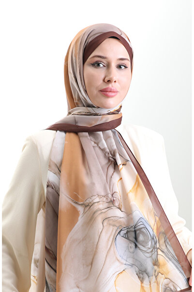 sefamerve Hanzade french silk shawl 70328-04 mustard brown