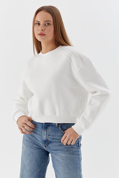 Shopping Shop Shoulder embellished sweatshirt - ecru