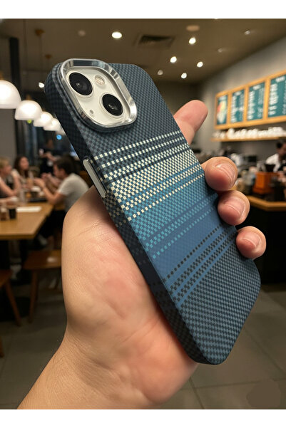 Fibaks iPhone 13-14-15 Kılıf Kevlar Magsafe Şarj Destekli Kamera Korumalı Karbon Fiber Hassas Tuşlu