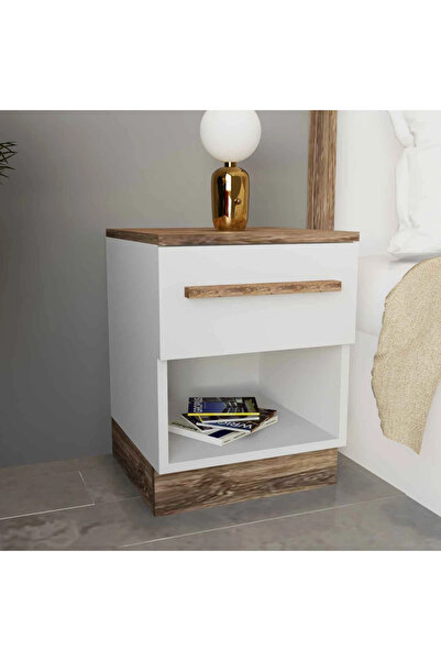 Stylish Home Complete bedroom set with wardrobe in white and brown, 6 pieces - SetBR-03