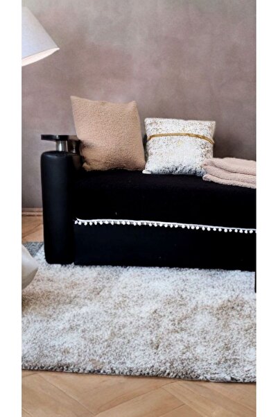 GHZAL Home Collection Tedy Curly Plush Sofa Set with Pom-Poms (4 Pieces) 2 La...