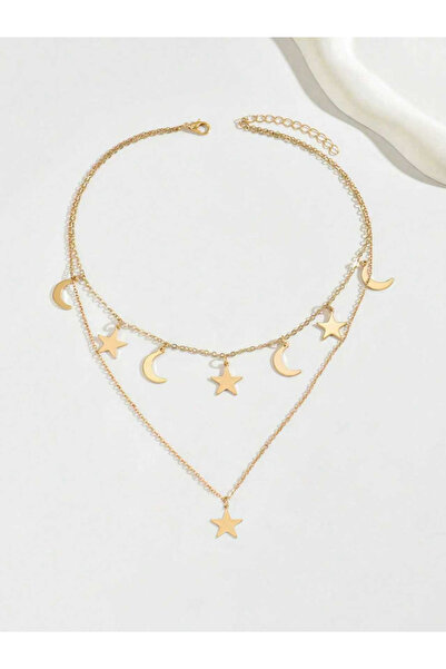 Take Two By Styli قلادة متعددة الطبقات مزينة بنجوم وقمر