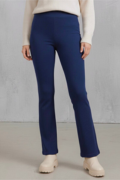 TOFİSA Flared High Waist Tights Navy Blue - 27980-Dark Blue