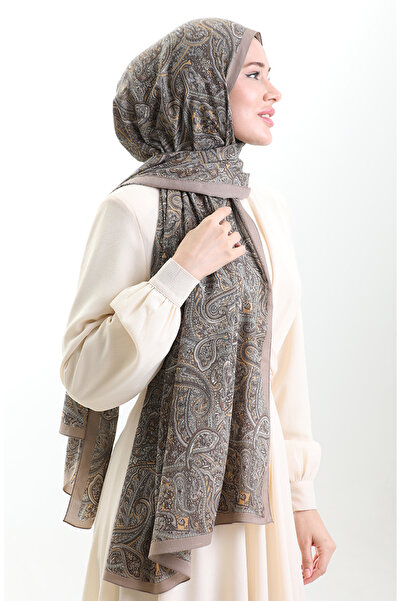sefamerve Karaca Patterned Mio Shawl 82011-08 Mink Gold