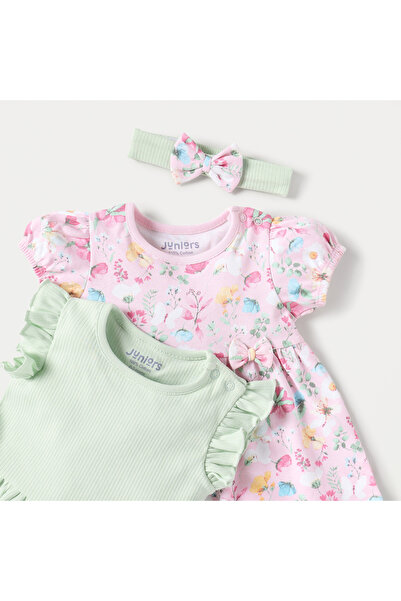 Juniors 3-Piece Assorted Dress and Hairband Set