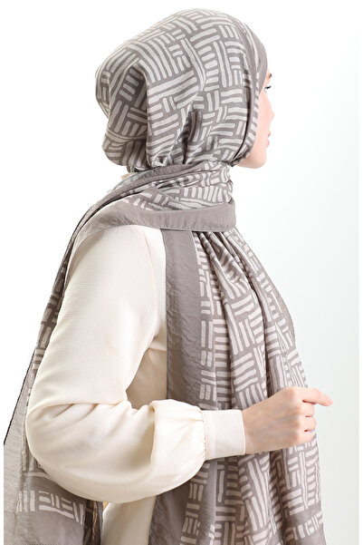 sefamerve Karaca Natural Fiber Shawl 82008-10 Dark Beige