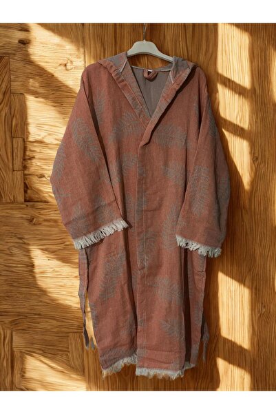 TekStilize روب حمام منقوش بطبقتين من الموسلين (100% قطن)