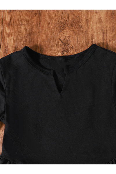 Take Two By Styli Girl's Solid Long Sleeve Bud Dress