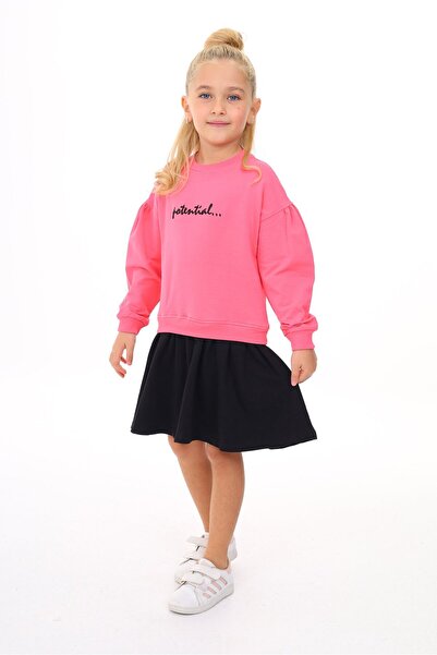 Toontoy Κοριτσίστικο φόρεμα με τύπωμα Relax Fit με λαιμόκοψη και μακριά μανίκ...