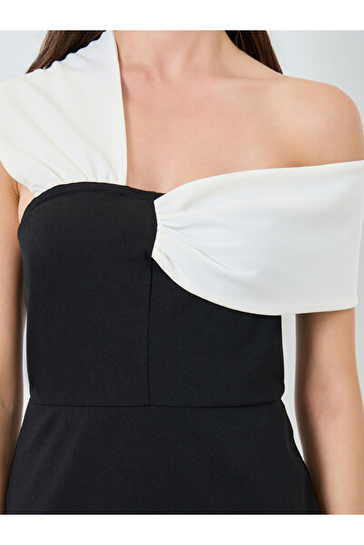 Take Two By Styli Colorblock One Shoulder Bodycon Midi Dress