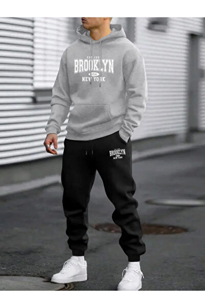 AEMİ Unisex Brooklyn Printed Tracksuit Set - Bottom Top Set