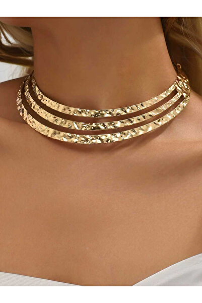 Take Two By Styli قلادة تشوكر معدنية مطروقة