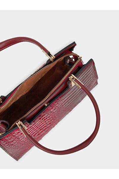 Take Two By Styli Croc Textured Double Top Handle Handbag