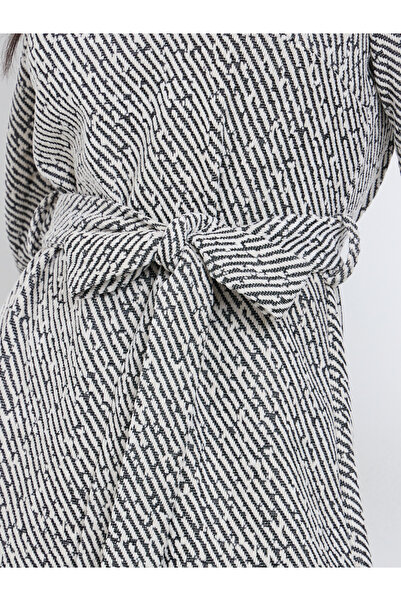 Styli Grey Textured Midi Dress with 3/4 Sleeves