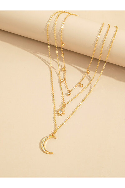 Take Two By Styli قلادة مرصعة بأحجار الراين على شكل نجمة وقمر