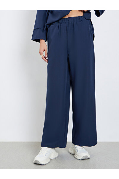 Styli Dark Blue Drawstring Detail Shirt and Pants Co-ords