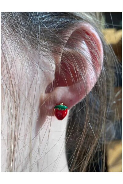 cmtgroup طقم أقراط ذهبية على شكل فراولة للنساء