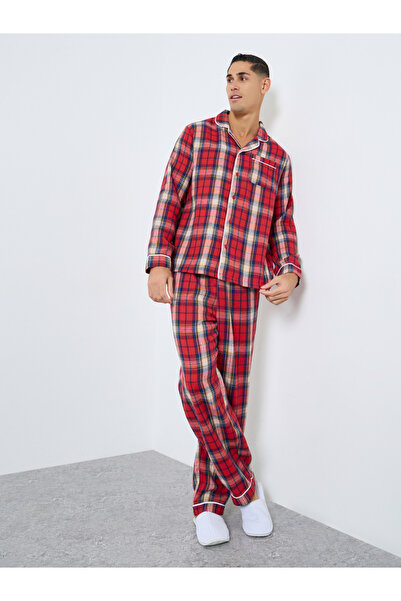 Styli Family Pyjamas - Men Check Pocket Piped Shirt and Pyjama Set