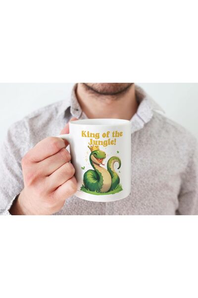 NASAQ Stuff4 Snake 'King of the Jungle' Ceramic Mug, 11 oz — Dishwasher & Microwave Safe