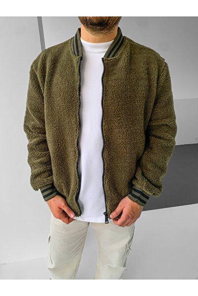 NO1 KONSEPT Πράσινο μπουφάν με φερμουάρ Premium Plush College