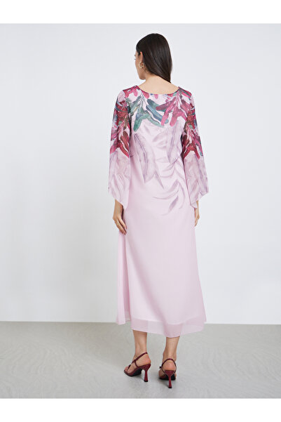 Take Two By Styli Leaf Printed Bell Sleeve A-Line Maxi Dress