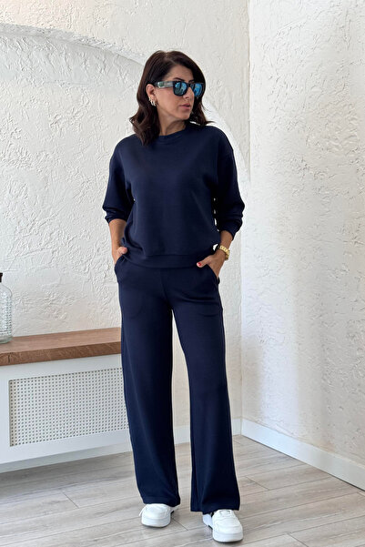 BayBayan KADIN MODAL YUMUŞAK UZUN KOLLU YÜKSEK BEL BOL PAÇA EŞOFMAN TAKIMI