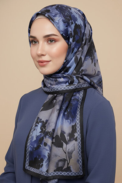 TOFİSA Βαμβακερό σάλι Midnight Bloom Series μπλε κοβαλτίου - 27986- μπλε κοβα...