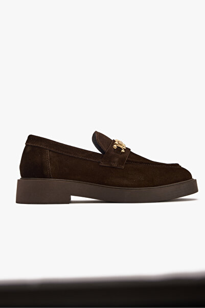 West To West Kadın Metal Tokalı Loafer – Hakiki Deri & Süet Günlük Ayakkabı