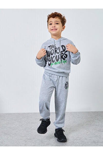 Styli Boys Grey Graffiti Print Hoodie and Joggers Set
