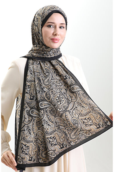 sefamerve Karaca Patterned Mio Shawl 82011-09 Black Gold
