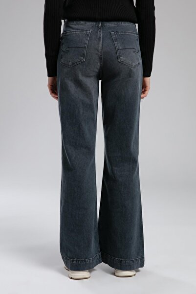 Lee Cooper Sandy High Waist Wide Leg Cut Wide Leg Gray Women's Jeans