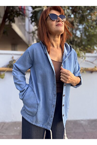 DenizEge Μπουφάν με κέντημα στην πλάτη Liyosel με κουκούλα