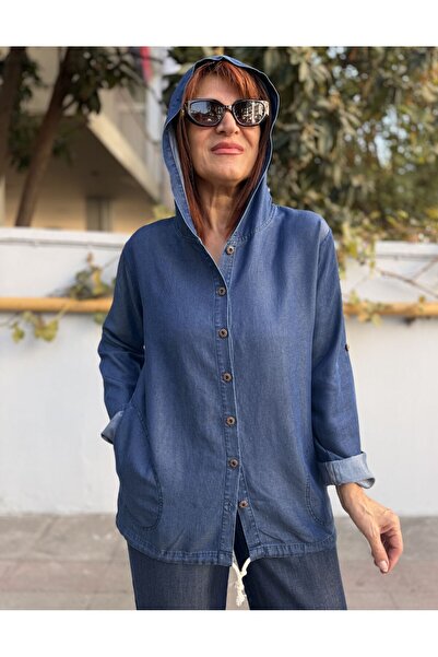 DenizEge Liyosel με κουκούλα Μπουφάν με κέντημα στην πλάτη Σκούρο Μπλε