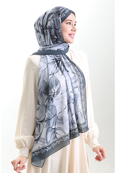 sefamerve Σάλι από γαλλικό μετάξι Hanzade 70330-11 Γκρι ανθρακί