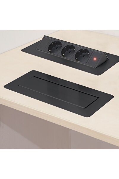 Vader Built-in flip-up desk power strip, black