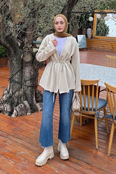 lamelif Lace-Up Detailed Jacket Stone