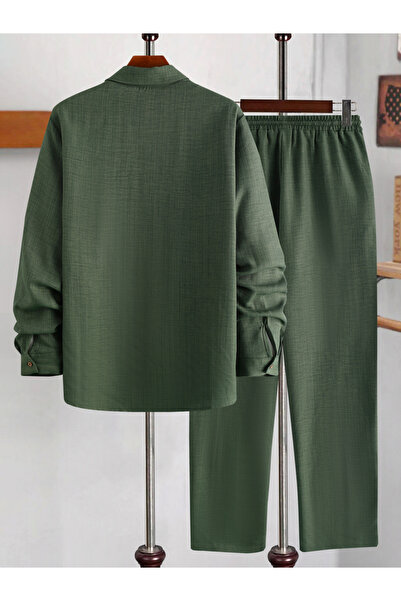 Take Two By Styli Solid Long Sleeve Shirt and Drawstring Waist Pants Co-Ords