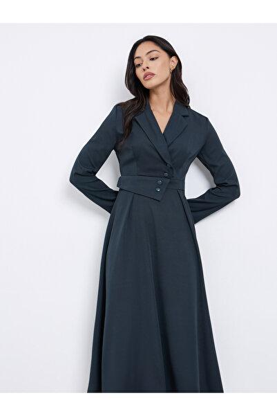 Styli Teal Long Sleeves Midi Blazer Dress