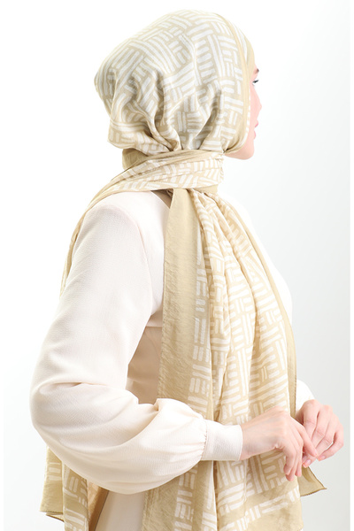 sefamerve Karaca Natural Fiber Shawl 82008-20 Yellow Cream