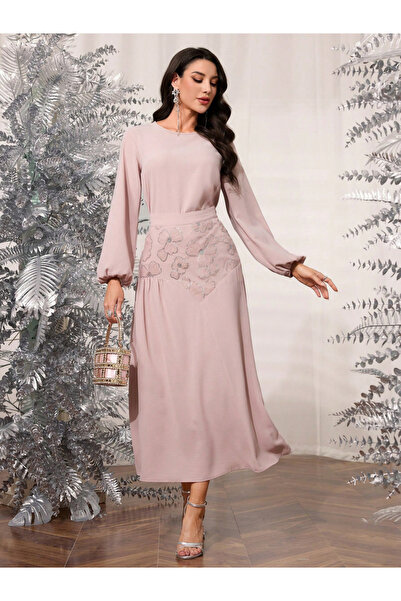 Take Two By Styli Solid Round Neck Top and Sequined Skirt Co-Ords