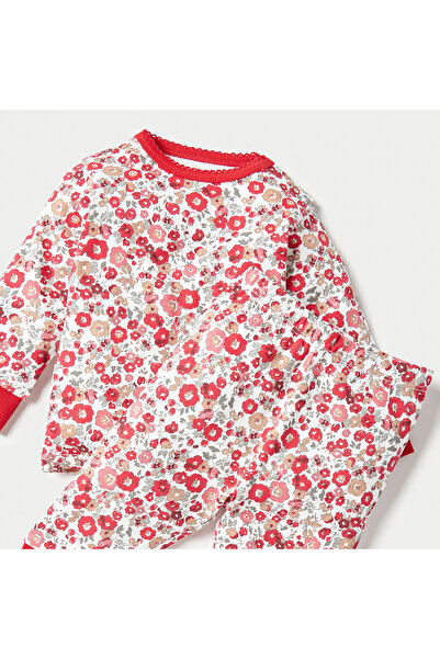 Juniors Floral Print Long Sleeves T-shirt with Pyjamas - Set of 2
