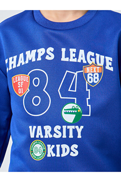 Styli Boys Blue Varsity Print Sweatshirt and Joggers Set