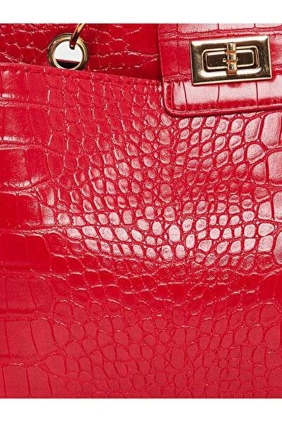 Styli Women Red Croc-Effect Textured Handbag