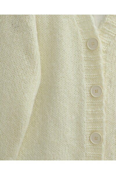 Modamorfo Buttoned Front Knitted Sweater Cardigan - Ecru