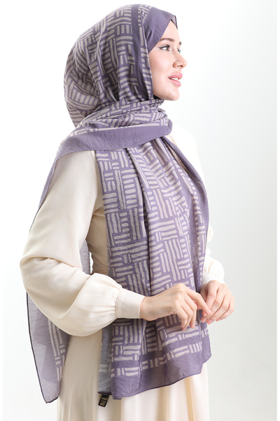 sefamerve Karaca Natural Fiber Shawl 82008-02 Dark Lilac Stone