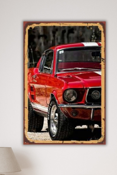 DURUSA Κόκκινο Νοσταλγικό Αυτοκίνητο Ρετρό Πίνακας Ζωγραφικής MDF, 30x20 εκ. ...