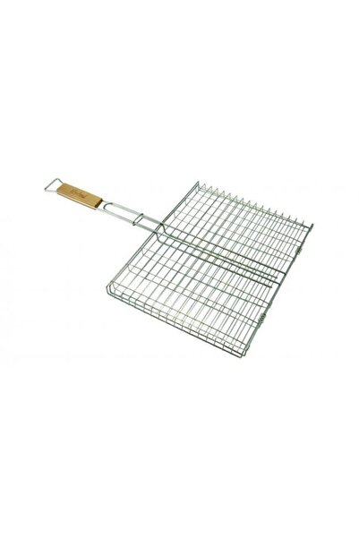 Perfect Home Portable grill with locking, wooden handle, rectangular, 38x29 cm,