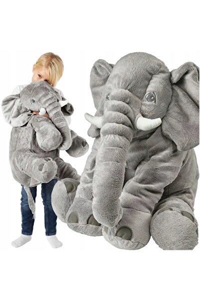 SERSIMO Plush elephant toy, pillow type, washable, hypoallergenic filling, for children , 70 cm, gray