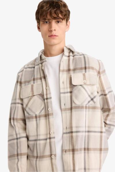 DeFacto Regular Fit Checkered Fleece Long Sleeve Shirt (25 Wn)